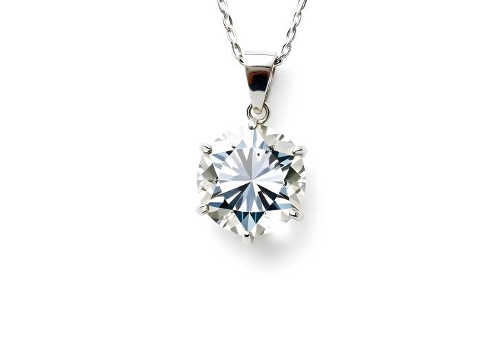 Beautiful Shiny Diamond Pendant Isolated for Elegant Weddings